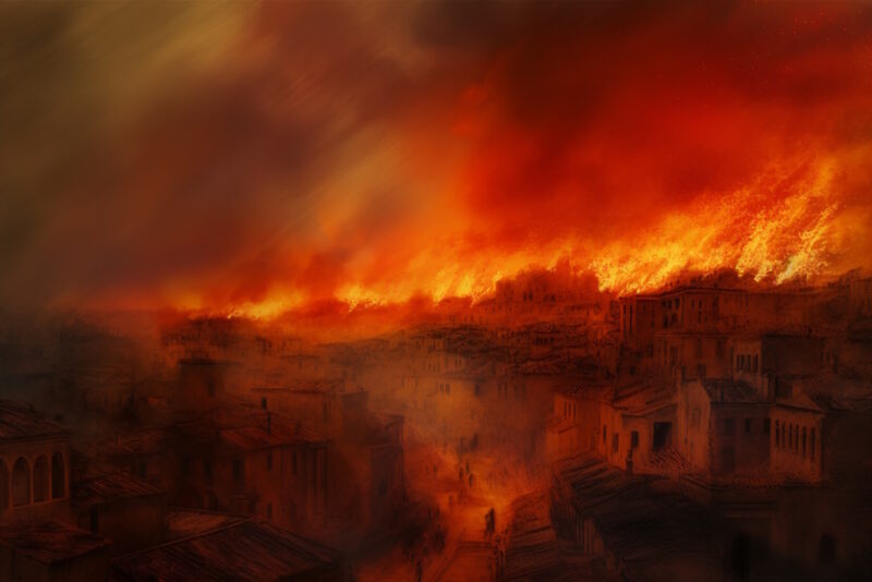 Brandstiftung: Rom brennt unter der Herrschaft von Kaiser Nero.