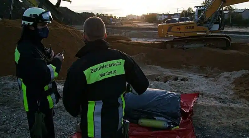 Der Fund einer Weltkriegsbombe löste am 27. Oktober 2020 einen Einsatz der Nürnberger Feuerwehr aus.