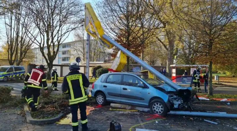 Ein 78-jähriger verlor am 10. November 2020 die Kontrolle über sein Fahrzeug und stieß mit einer Werbetafel zusammen.