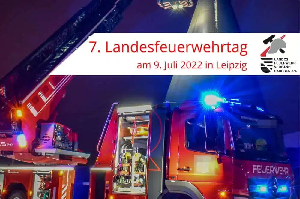 Der Landesfeuerwehrverband Sachsen e. V. hat bekannt gegeben, dass der Landesfeuerwehrtag 2022 in am 9. Juli 2022 in Leipzig stattfinden wird.