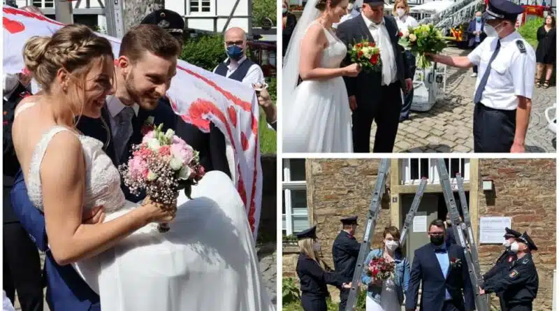 Zu gleich drei Hochzeiten standen Mitglieder der Feuerwehr Herdecke in den letzten Wochen Spalier für ihre heiratenden Kamerad*innen.