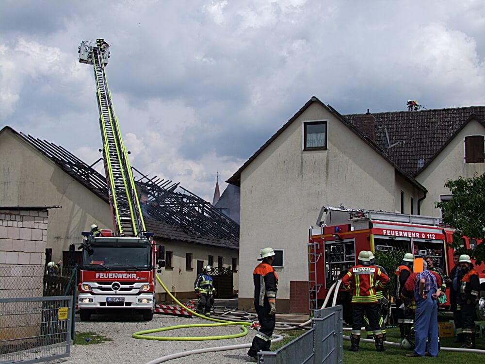 Am Nachmittag des 12. Juni 2021 sorgte die Wasserversorgung bei einem Scheunenbrand in Schönberg für Probleme.