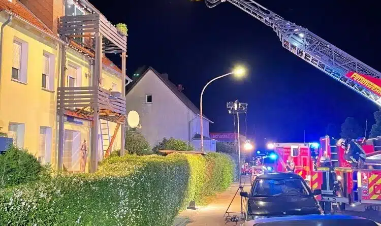 Der Einsatz der Drehleiter.
