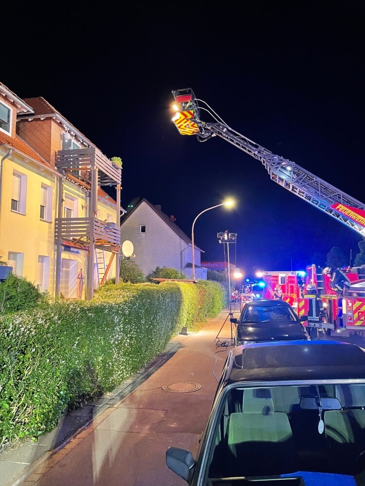 Der Einsatz der Drehleiter.