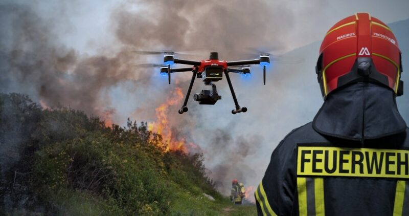 Eine hocheffiziente Möglichkeit zum Beispiel bei der Waldbrandbekämpfung. Der M-Eye.