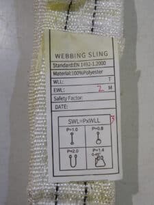 Statt einer Angabe des WLL (Working Load Limit) sieht man nur ein leeres Feld. Auch der "Safety Factor" ist unbeschriftet. Foto: FSA.
