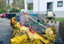 Das ausgebrannte Auto im Recover-E-Bag