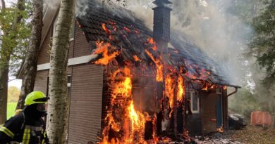 Holzhaus bei Wohnhausbrand zerstört