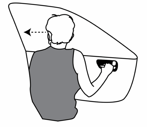 Damit es nicht zu Dooring-Unfällen kommt: Autoinsassen sollten den sogenannten „holländischen Griff“ anwenden, also die Fahrertür stets nur mit der rechten und die Beifahrertür stets nur mit der linken Hand öffnen. (Quelle: Mcha6677/Wikipedia, Lizenz: Canonical URL https://creativecommons.org/licenses/by-sa/4.0/)